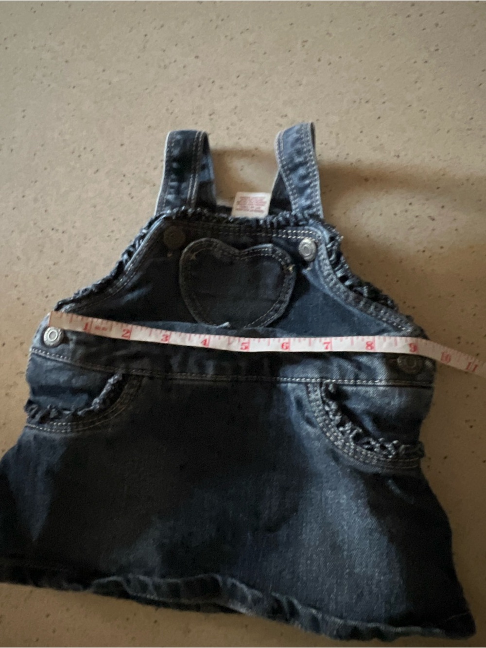 Arizona Jean Company Dark Blue Denim Heart-Pocket Overall Dress